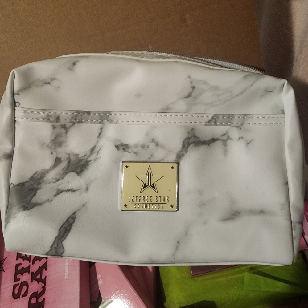 White marble makeup bag